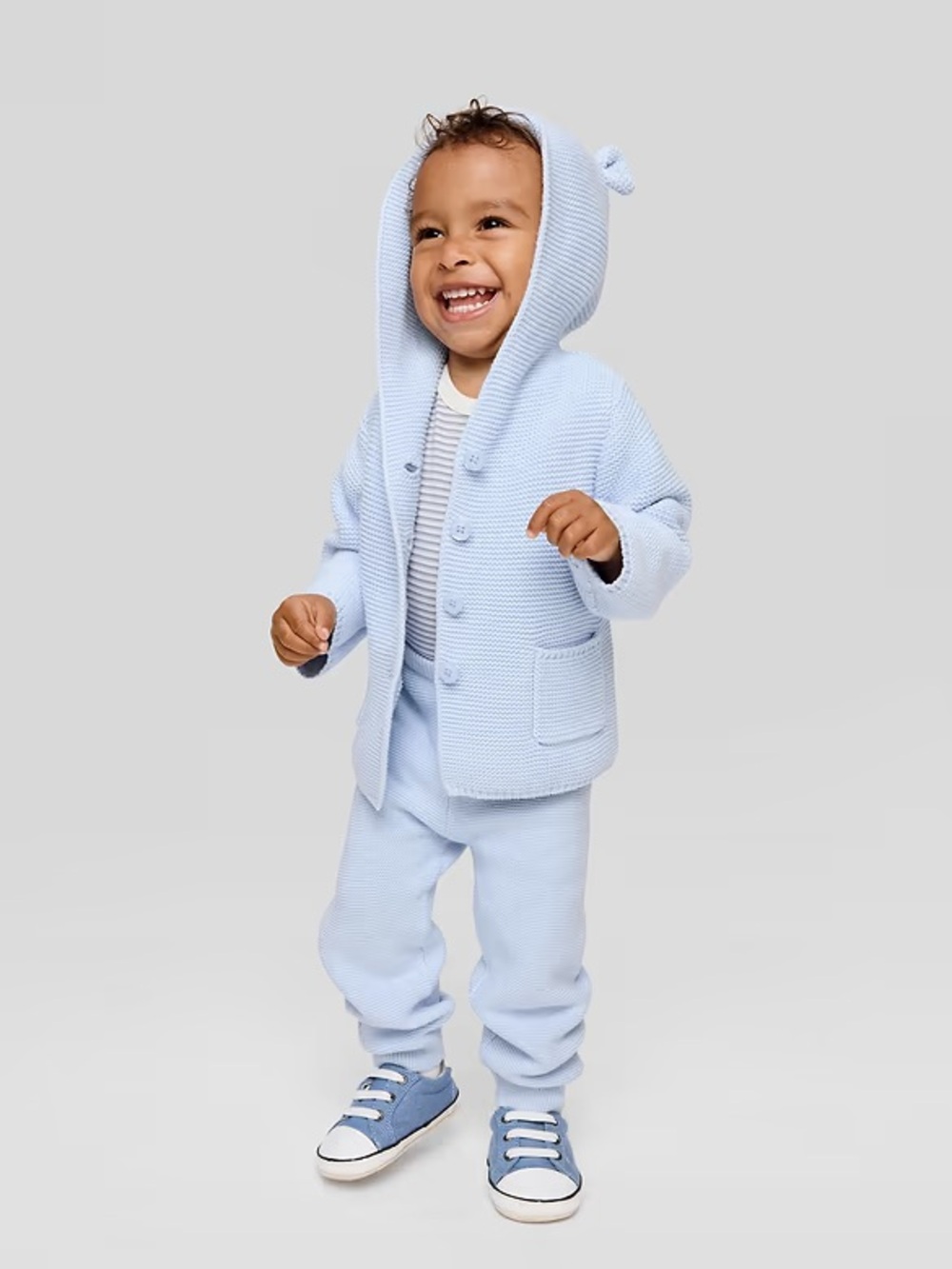 Gap Baby Bear Garter Cardigan and Pants in baby blue size 18-24 months